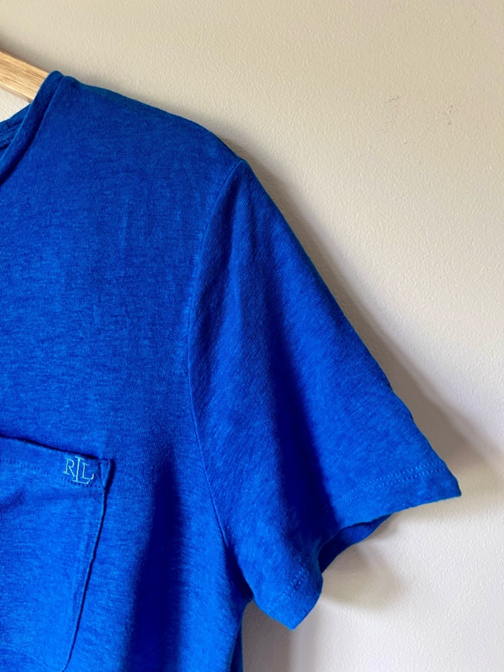 Lauren Ralph Lauren Daharlyn Twist Front Linen Blend Logo Tee Colby Blue Size L - Picture 4 of 9